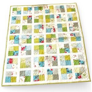 Handmaid Artisan Baby Quilt Lap  Piece of Cake Sashed Sashing Vintage & Mod